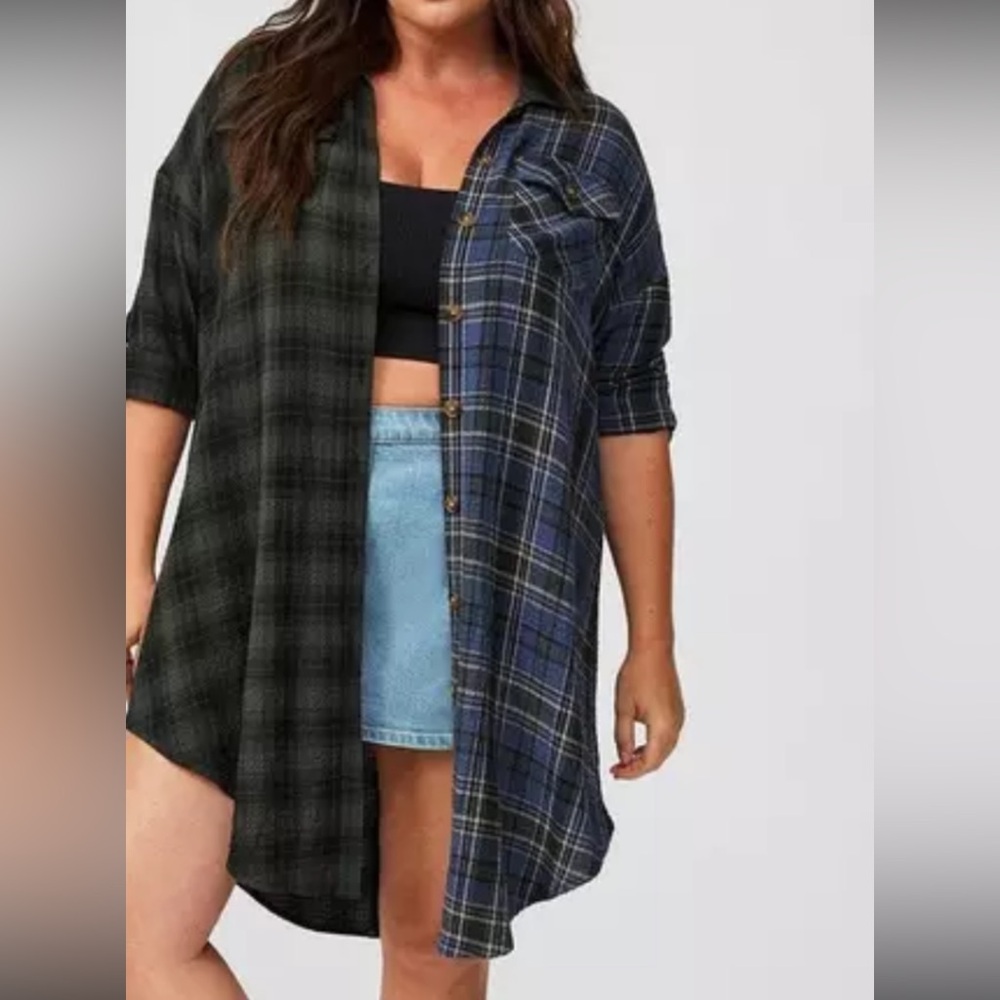 Plaid Button-Up Shirt Dress